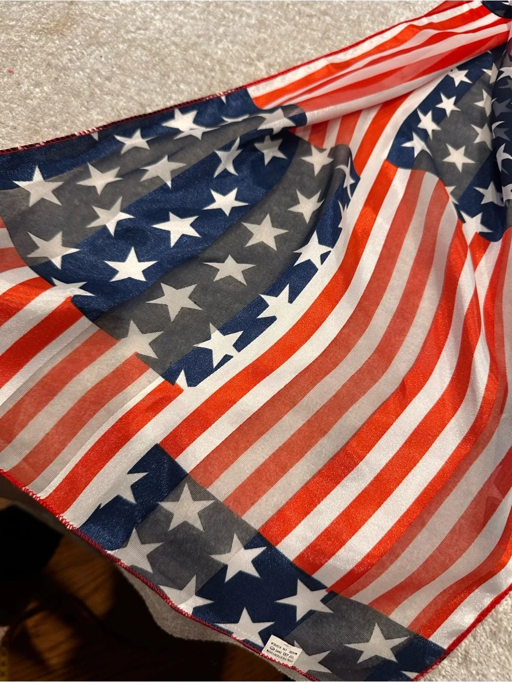 American Flag Print Silk-Feel Scarf - Red, White & Blue